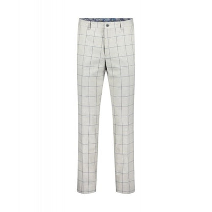 Front - Guide London Mens Italian Cotton Wool Checked Trousers
