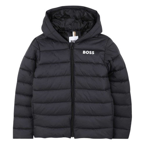 Front - Boss Childrens/Kids Horizontal Stripe Hooded Regular Puffer Jacket