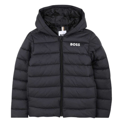 Front - Boss Childrens/Kids Horizontal Stripe Hooded Regular Puffer Jacket