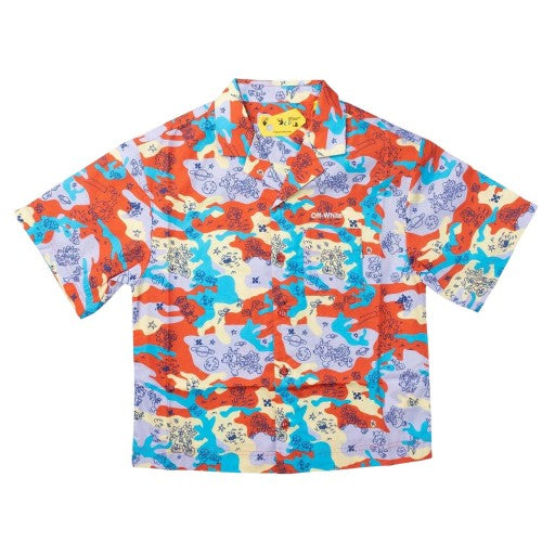 Front - Off White Girls All-Over Print Bowling Shirt