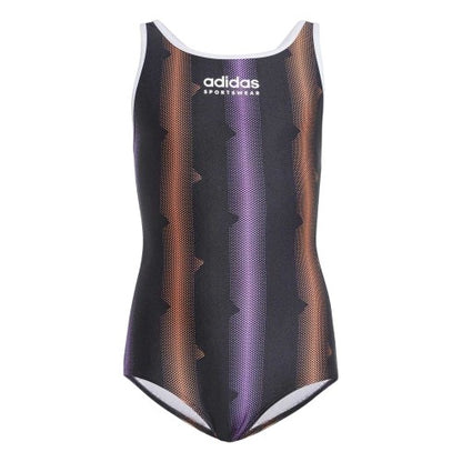 Front - Adidas Girls Tiro One Piece Swimsuit
