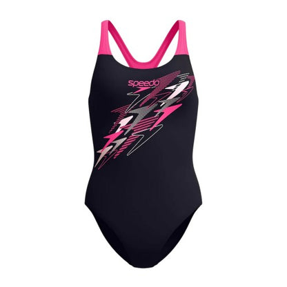 Front - Speedo Womens/Ladies Medalist Logo One Piece Swimsuit