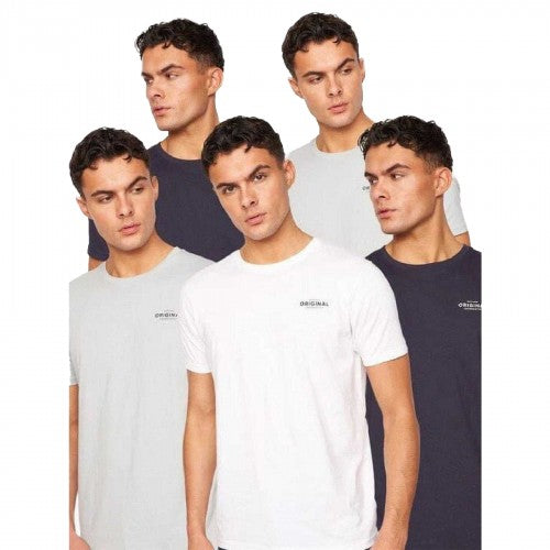 Front - Crosshatch Mens Bailtee Logo Cotton T-Shirt (Pack of 5)
