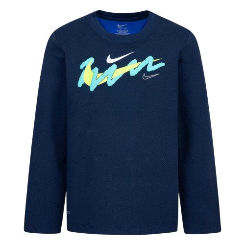 Front - Nike Boys Swoosh Long-Sleeved T-Shirt