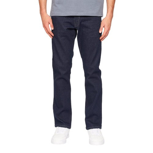 Front - Crosshatch Mens Raw Seam Straight Jeans