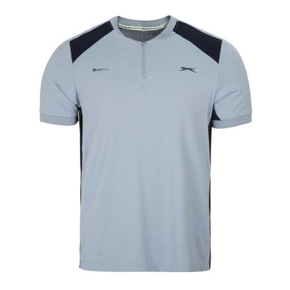 Front - Slazenger Mens Logo Woven Zip Neck Golf T-Shirt