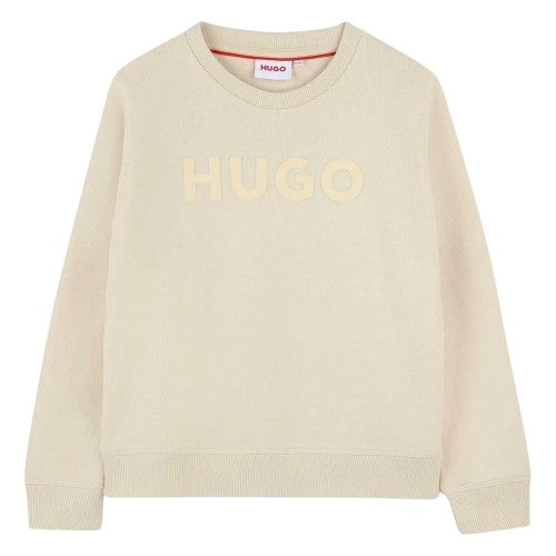 Front - Hugo Childrens/Kids Logo Printed Ribbed Sweatshirt