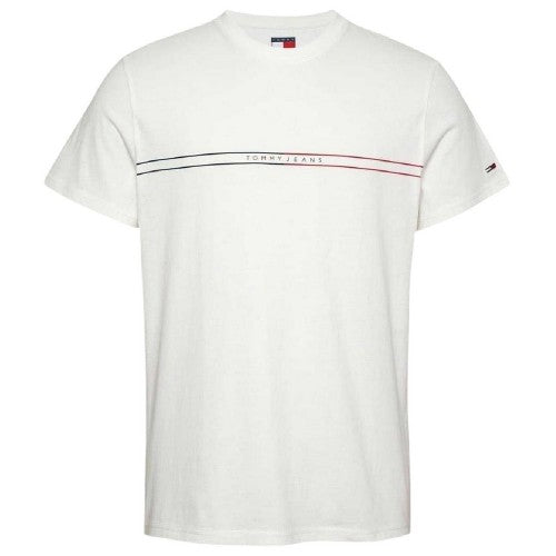 Front - Tommy Jeans Mens Lettering Crew Neck Slim T-Shirt