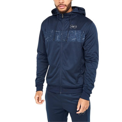 Front - Crosshatch Mens Geometric Pattern Full Zip Hoodie