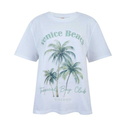 Front - SoulCal Womens/Ladies Palm Tree Oversized T-Shirt