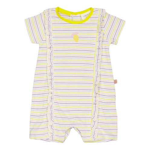 Front - Carrement Beau Baby Girls Stripe Crew Neck Babysuit