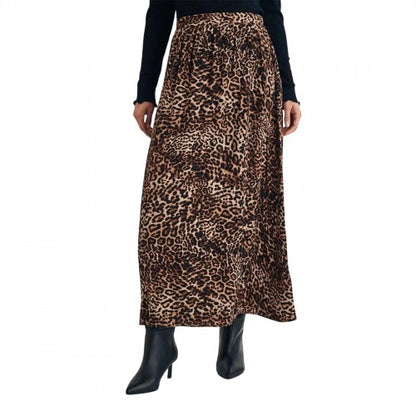 Front - Nobody's Child Womens/Ladies Leopard Print High Waist Maxi Skirt