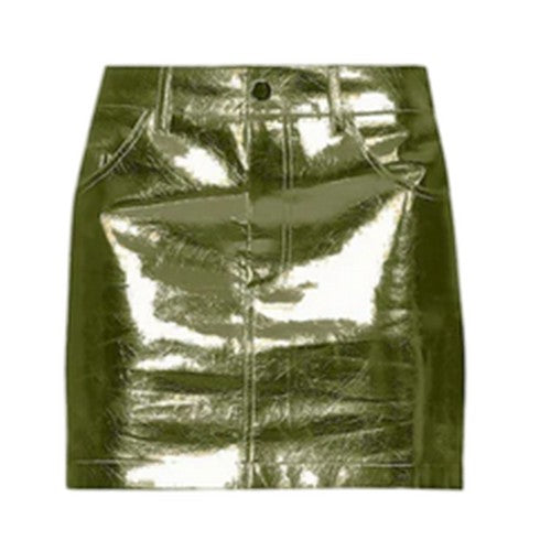 Front - AmyLynn Womens/Ladies Metallic Faux Leather Mini Skirt