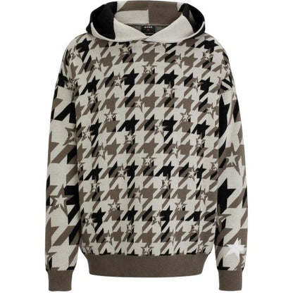 Front - Boss Mens Houndstooth Oversized Hoodie