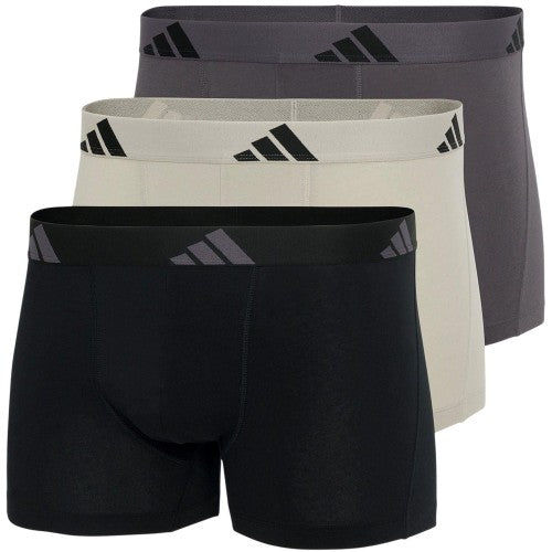 Front - Adidas Mens Cotton Flexible Active Boxer Shorts (Pack of 3)