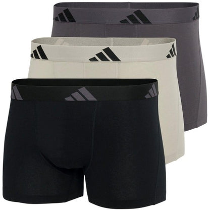 Front - Adidas Mens Cotton Flexible Active Boxer Shorts (Pack of 3)