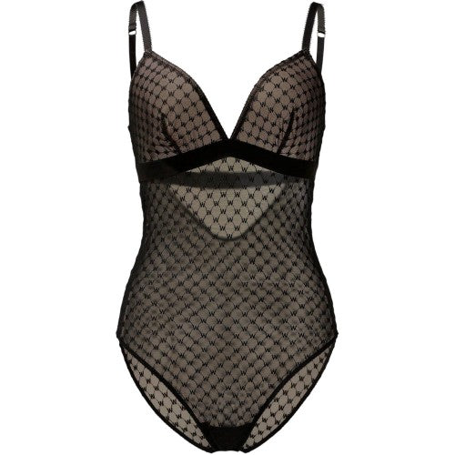 Front - Wolford Womens/Ladies Embroidered Triangle Cups Bodysuit
