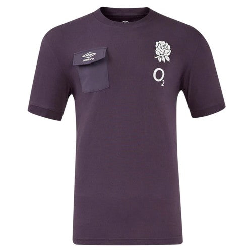 Front - Umbro Mens Presentation 2024 England Rugby Chest Pocket T-Shirt