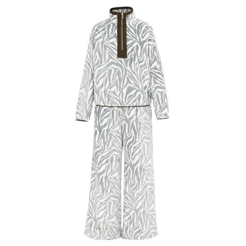 Front - Biba Womens/Ladies Zebra Print Fleece Funnel Neck Loungewear Set