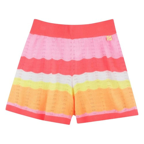Front - Billieblush Girls Crochet Wave Stripe Shorts