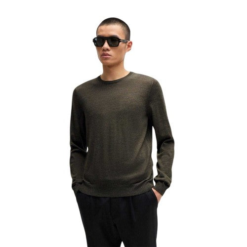 Front - Hugo Boss Mens Leno Crew Neck Regular Sweater Top