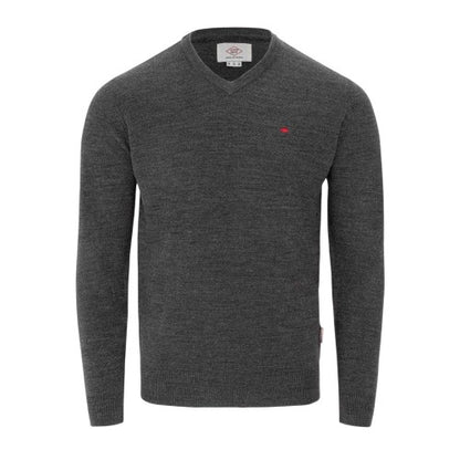 Front - Lee Cooper Mens Embroidered Logo Acrylic V Neck Long-Sleeved Jumper