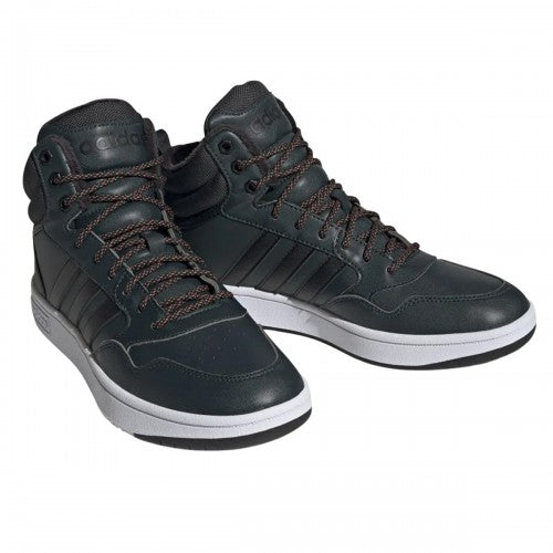 Front - Adidas Mens Hoops 3.0 Mid Winterized Trainers