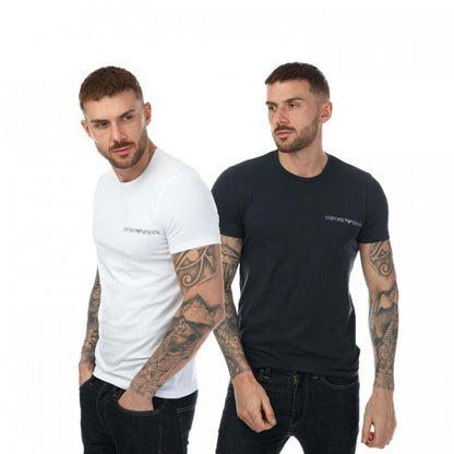 Front - Emporio Armani Mens Underwear Logo T-Shirt (Pack of 2)