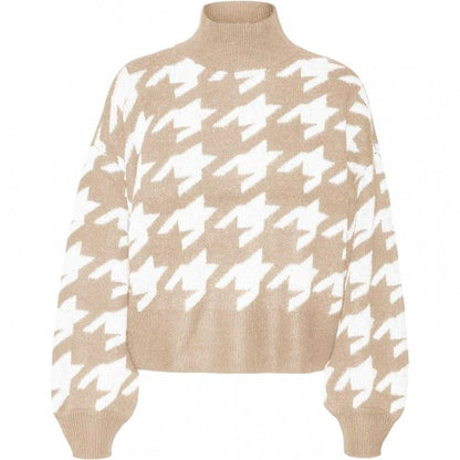 Front - Vero Moda Womens/Ladies Houndstooth Turtle Neck Jumper