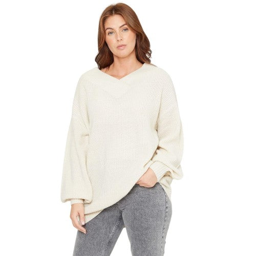 Front - Be You Womens/Ladies V Neck Oversized Tunic Top
