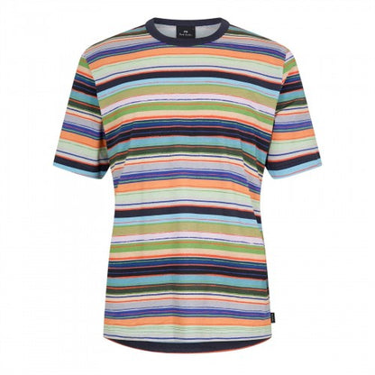 Front - Paul Smith Mens Multi Stripe Cotton Regular T-Shirt