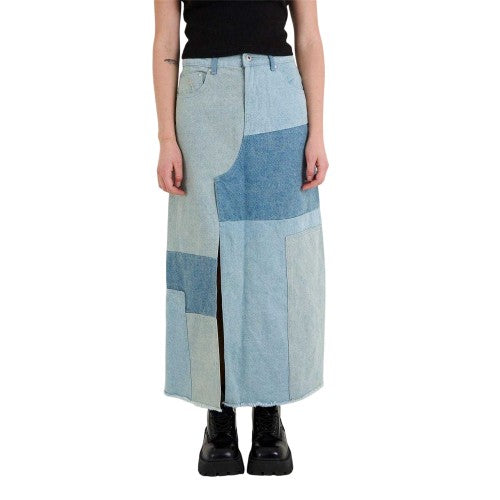 Front - The Ragged Priest Womens/Ladies Patchwork Denim Maxi Skirt