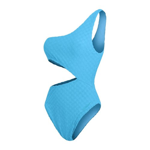 Front - Speedo Womens/Ladies Checkerboard Textured Cut Out One Piece Swimsuit