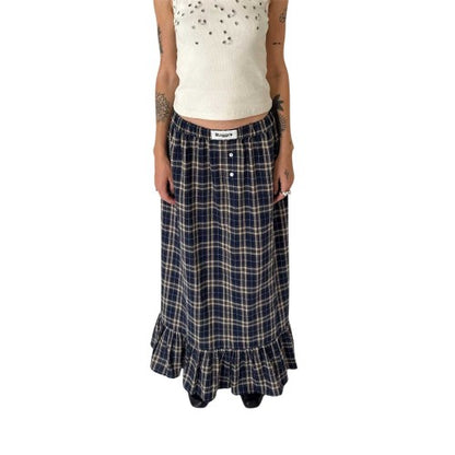 Front - The Ragged Priest Womens/Ladies Checked Ruffle Hem Maxi Skirt