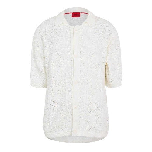 Front - Hugo Mens Diamond Knit Cardigan