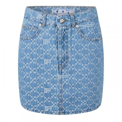 Front - Off White Womens/Ladies Monogram Denim Mini Skirt