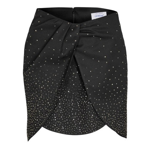 Front - Off White Womens/Ladies Embellished Twisted Slim Mini Skirt
