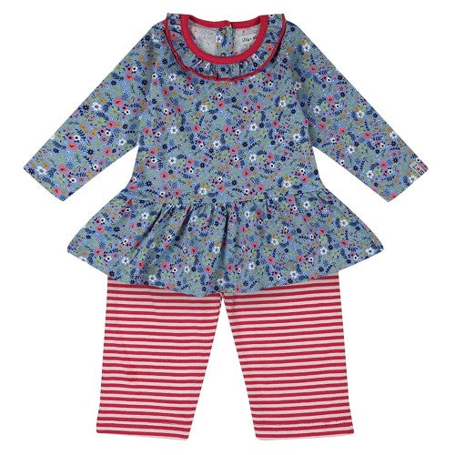 Front - Lilly & Sid Baby Girls Ditsy Floral Crew Neck Long-Sleeved Co-ord Set