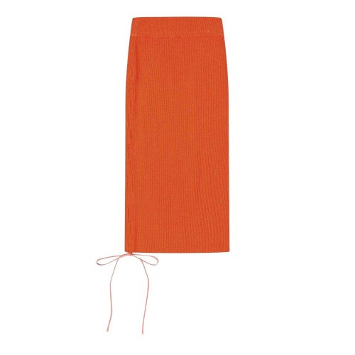 Front - Off White Womens/Ladies Knitted Side Tie Slim Midi Skirt