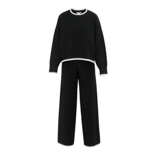 Front - Miso Womens/Ladies Contrast Hem Long-Sleeved Top & Bottom Set