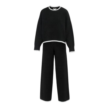 Front - Miso Womens/Ladies Contrast Hem Long-Sleeved Top & Bottom Set