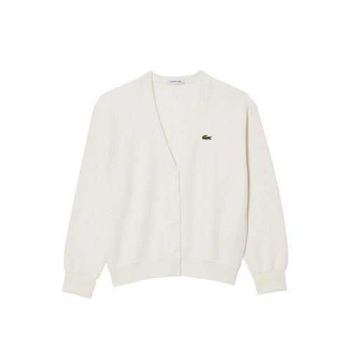 Front - Lacoste Womens/Ladies V Neck Relaxed Fit Cardigan