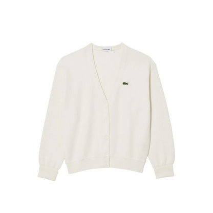 Front - Lacoste Womens/Ladies V Neck Relaxed Fit Cardigan