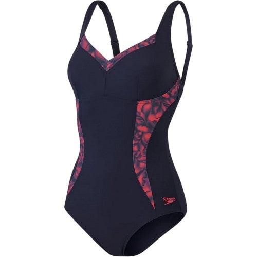 Front - Speedo Womens/Ladies Abstract Floral One Piece Swimsuit
