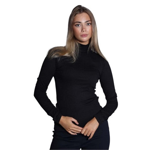 Front - Levis Womens/Ladies Ruched Turtle Neck Slim Sweater Top