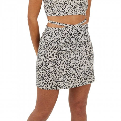Front - Brave Soul Womens/Ladies Animal Print Tie Detail Mini Skirt