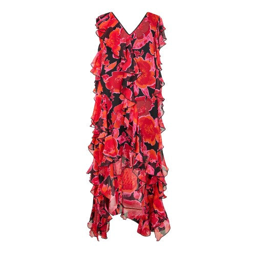 Front - Biba Womens/Ladies Flowers Ruffles Maxi Dress