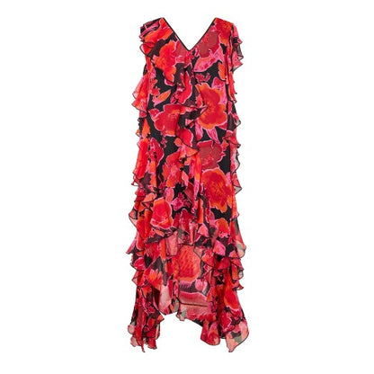Front - Biba Womens/Ladies Flowers Ruffles Maxi Dress