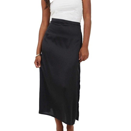 Front - Brave Soul Womens/Ladies Satin Side Slit Midi Skirt