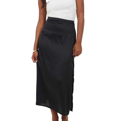 Front - Brave Soul Womens/Ladies Satin Side Slit Midi Skirt